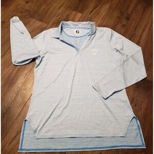 Footjoy Blue White Striped  Hi - Lo Women's V-neck Pullover Sz L